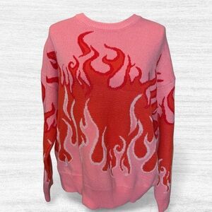 Flame Pattern Pink and Red Sweater